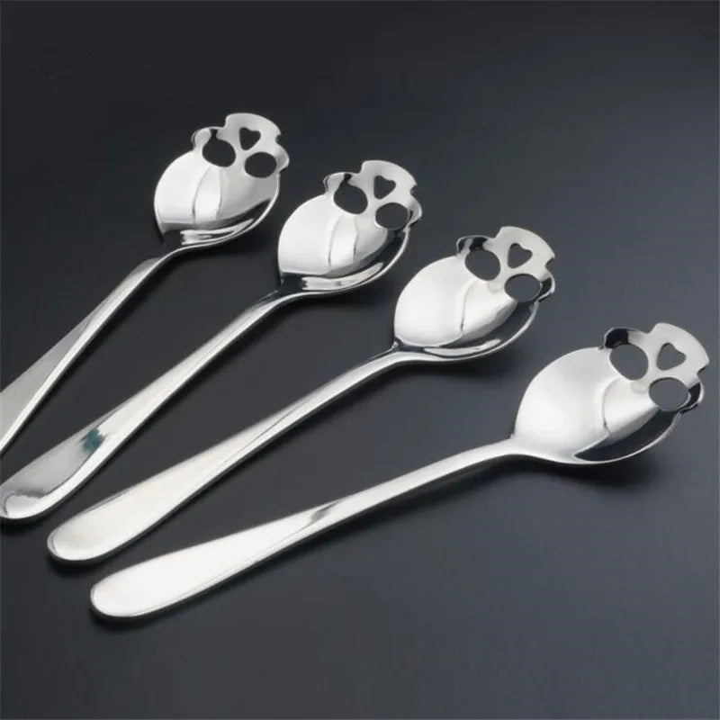 Novelty Spoon Fashion Stainless Steel Skull Shape Coffee Sugar Tableware Kitchen Teaspoon Spoon Dessert Gothic Funny Filter