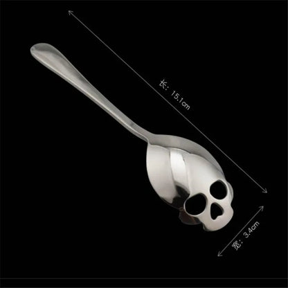 Novelty Spoon Fashion Stainless Steel Skull Shape Coffee Sugar Tableware Kitchen Teaspoon Spoon Dessert Gothic Funny Filter