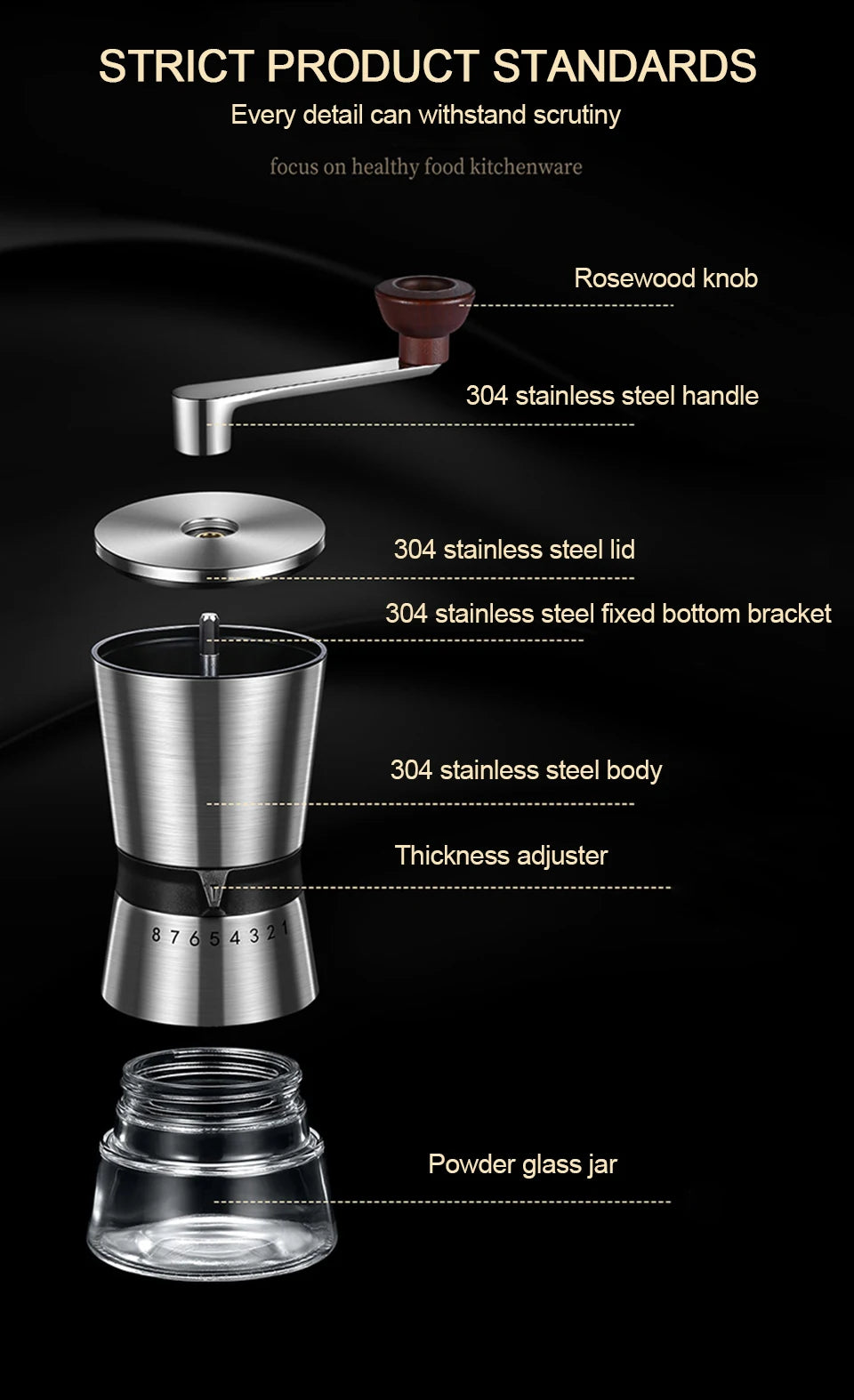 Manual Coffee Grinder Portable Grinder Home Outdoor Travel High Quality Hand Crank Coffee Grinder Adjustable Grind Grinding Tool