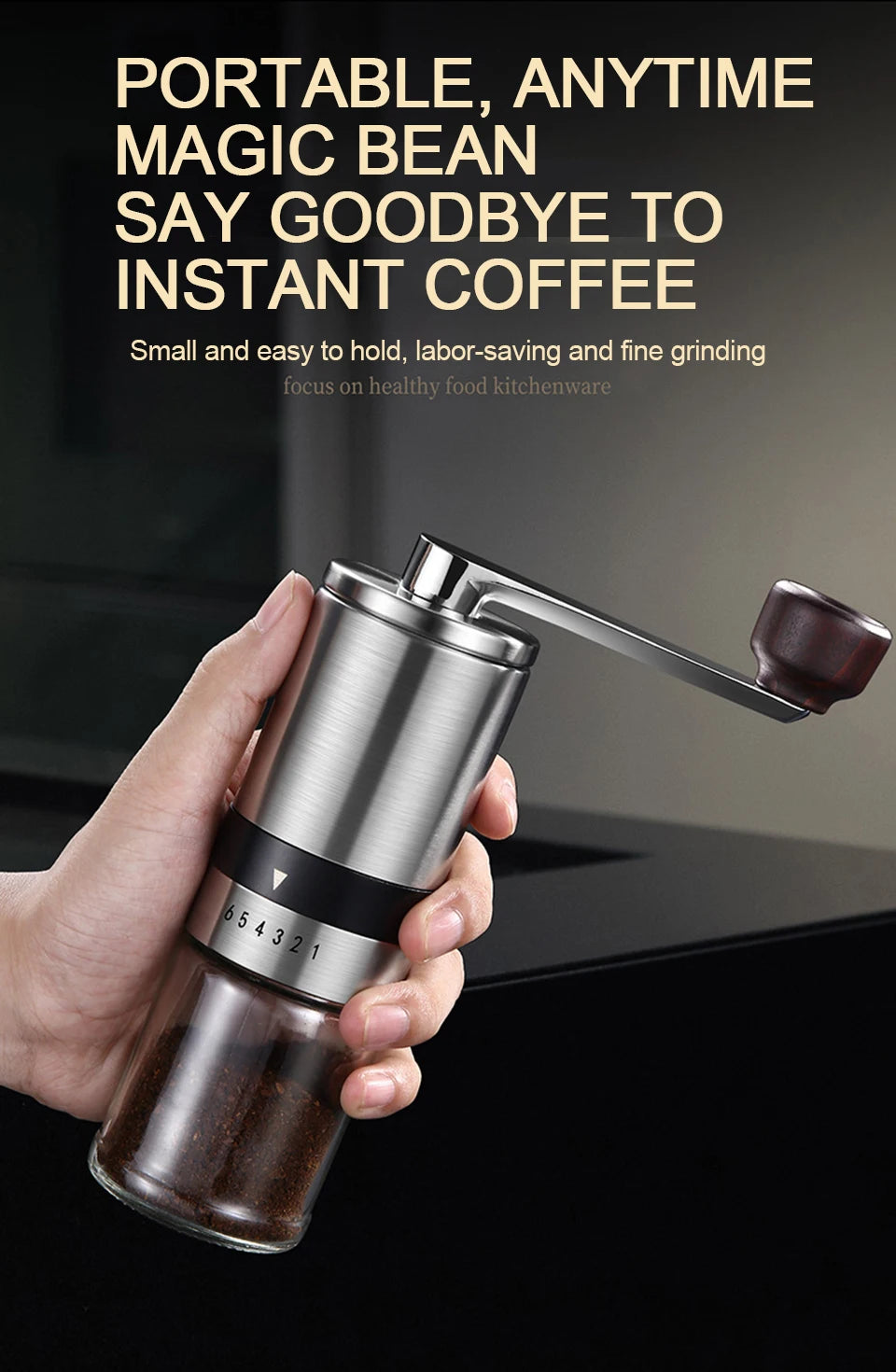 Manual Coffee Grinder Portable Grinder Home Outdoor Travel High Quality Hand Crank Coffee Grinder Adjustable Grind Grinding Tool