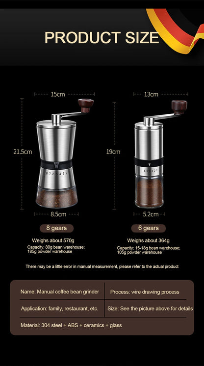 Manual Coffee Grinder Portable Grinder Home Outdoor Travel High Quality Hand Crank Coffee Grinder Adjustable Grind Grinding Tool