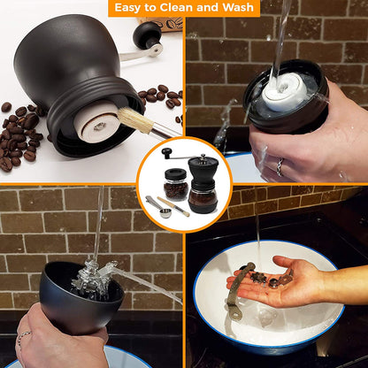 Manual Coffee Grinding Machine Stainless Steel & Glass For Pepper Nuts Spice Adjustable Home Portable Coffee Grinding Tools