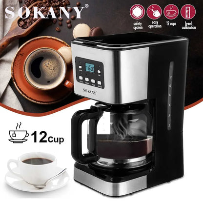 SK 950W Electric Coffee Machine Household Coffee Pot American Drip Semi-Automatic Steam Coffee Machine Brewing Tea café Maker