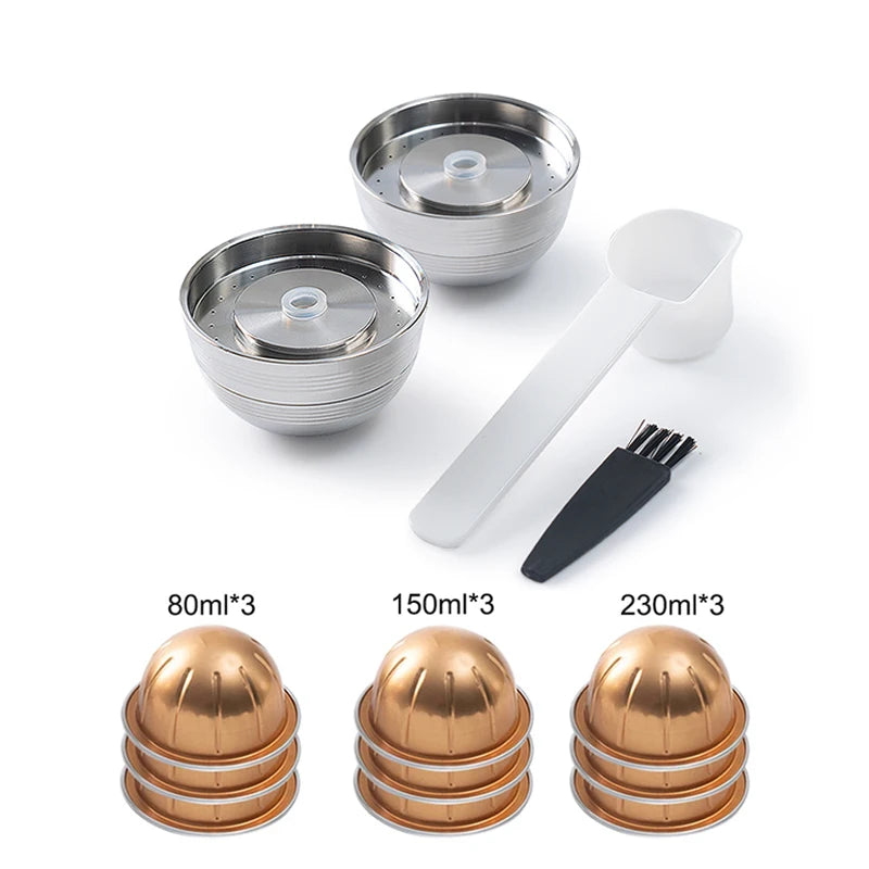 Stainless Steel Refillable Capsule Filter For Nespresso Vertuo Next Pop Vertuoline Coffee Maker Reusable Alumium Coffee Pods