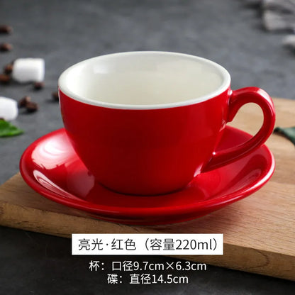 1 Set 220ml Cappuccino Coffee Cup Set Floral Cup Latte Cup Mug with Plate Gift Set Multiple Colors European Coffee Cups