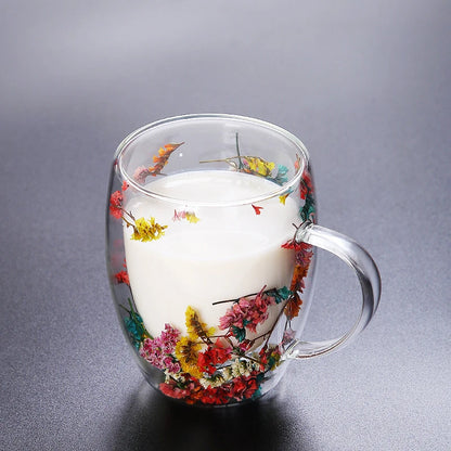 YWDL 1/2pcs Double Wall Glass Cup With Handle Heat Resistant Tea Coffee Cups Espresso Milk Mug Gift