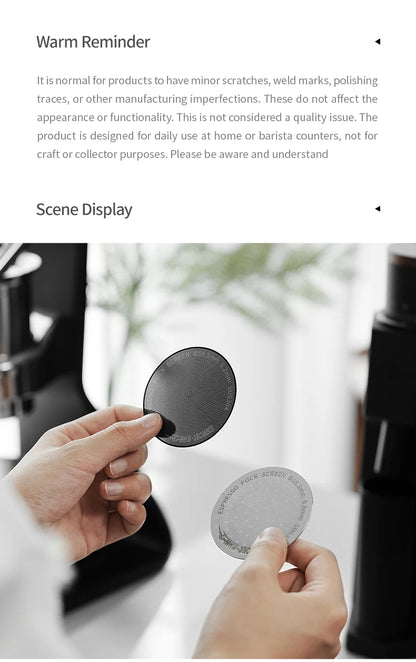 MHW-3BOMBER 51/53/58.5mm Espresso Puck Screen 0.8/0.2mm Thickness Stainless Steel Reusable Coffee Filter Coffee Tools