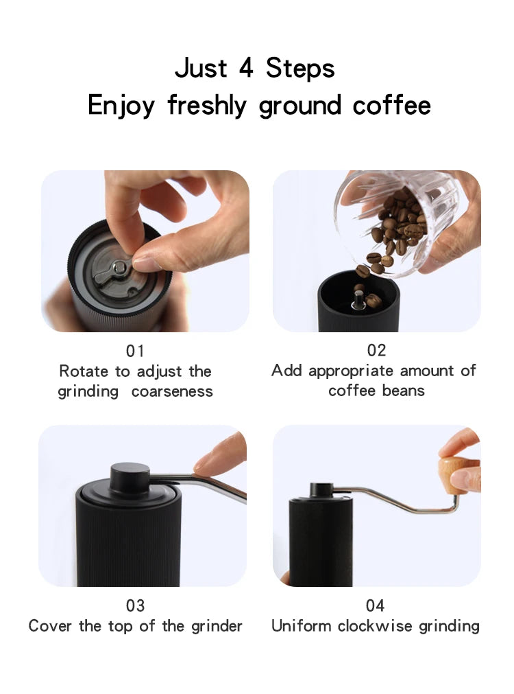 Hand Burr Coffee Bean Grinding CNC 304 Stainless Steel Professional Espresso Double Bearing Adjustable Manual Coffee Grinder