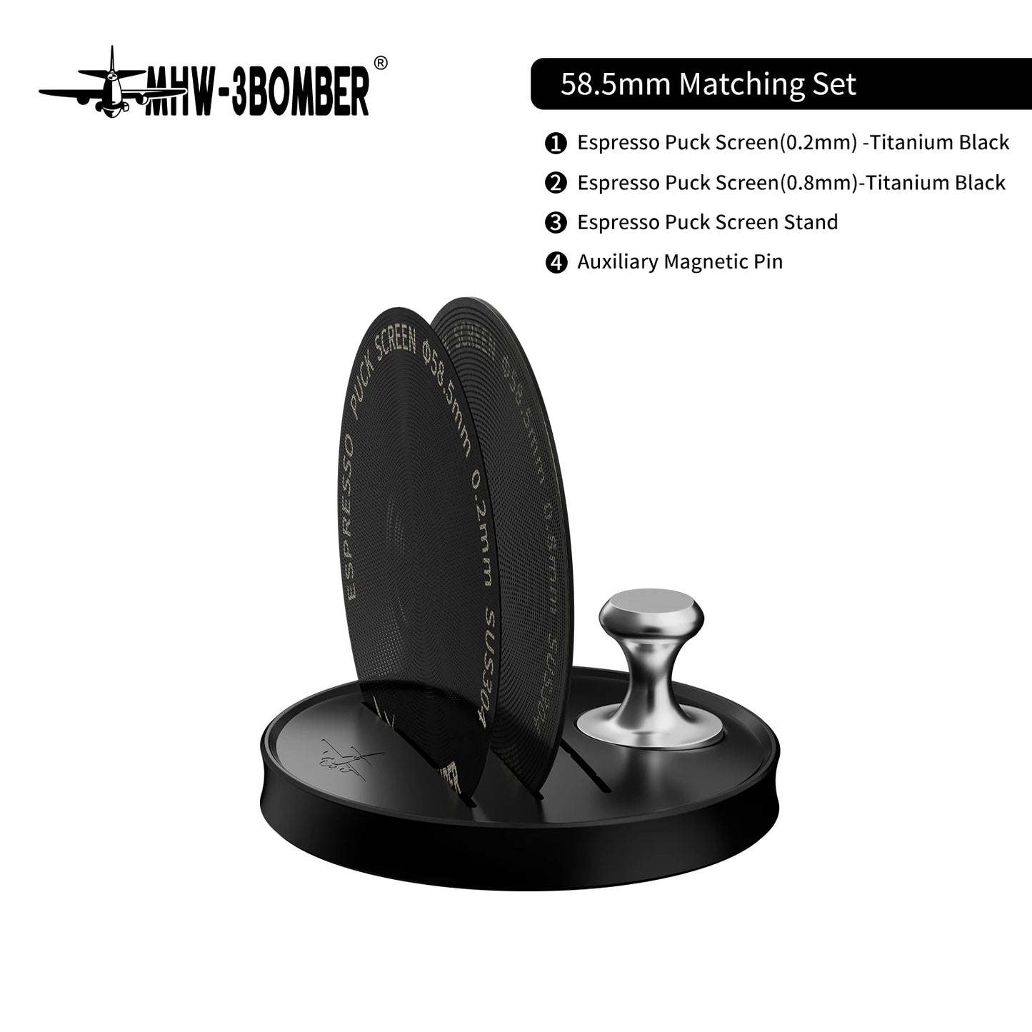 MHW-3BOMBER 51/53/58.5mm Espresso Puck Screen 0.8/0.2mm Thickness Stainless Steel Reusable Coffee Filter Coffee Tools