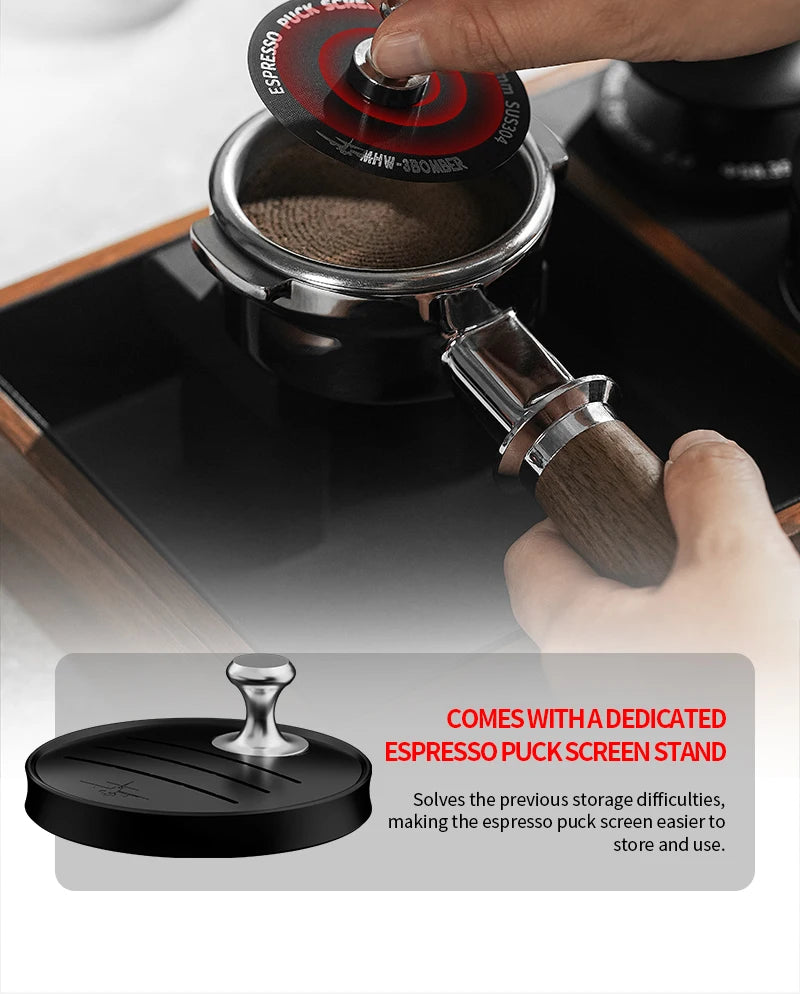 MHW-3BOMBER 51/53/58.5mm Espresso Puck Screen 0.8/0.2mm Thickness Stainless Steel Reusable Coffee Filter Coffee Tools