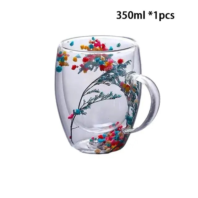 YWDL 1/2pcs Double Wall Glass Cup With Handle Heat Resistant Tea Coffee Cups Espresso Milk Mug Gift