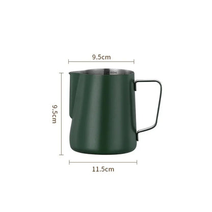 Coffee Milk Frothing Pitcher Jug 304 Stainless Steel With Scale Latte Steam Coffee Paint Process Kitchen Cafe Accessories