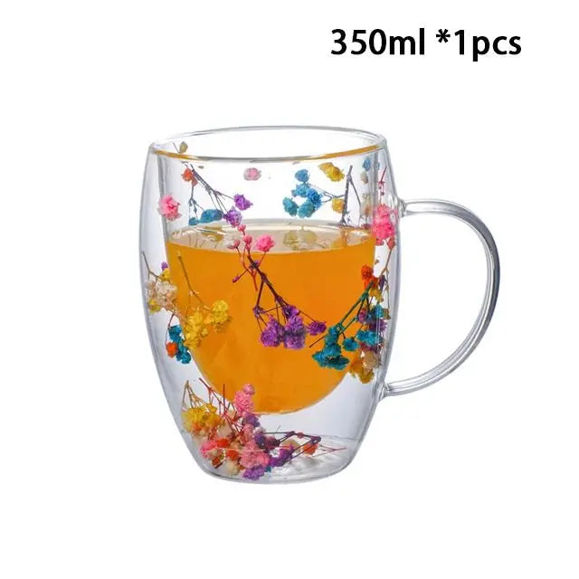 YWDL 1/2pcs Double Wall Glass Cup With Handle Heat Resistant Tea Coffee Cups Espresso Milk Mug Gift