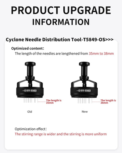 MHW-3BOMBER WDT Distribution Tool 58mm Espresso Stirrer Distributor for Barista Adjustable Depth 14 Needles Coffee Accessories