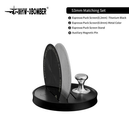 MHW-3BOMBER 51/53/58.5mm Espresso Puck Screen 0.8/0.2mm Thickness Stainless Steel Reusable Coffee Filter Coffee Tools