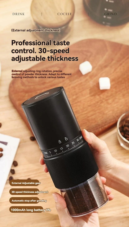 New Portable Electric Coffee Bean Grinder Household 1000mAh 30 Gears Externally Adjustable Coffee Machine Rechargeable Grinders