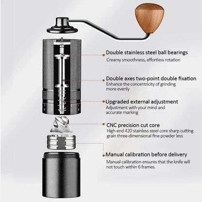 Manual Coffee Grinder High Quality CNC Stainless Steel 5/6/7 Core Grinding Core Home Adjustable Portable Coffee Grinding Tools