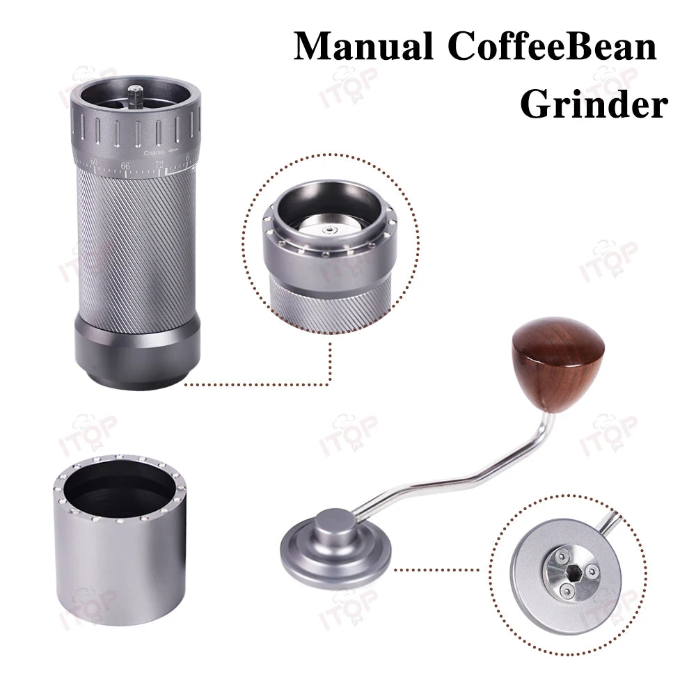 ITOP HG48 Manual Coffee Bean Grinder 7 Core Ghost Tooth Cone Burr  Espresso Hand Grinder Pour over Coffee Mill