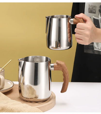 Coffee Milk Frothing Pitcher Jug 304 Stainless Steel With Scale Latte Steam Coffee Paint Process Kitchen Cafe Accessories