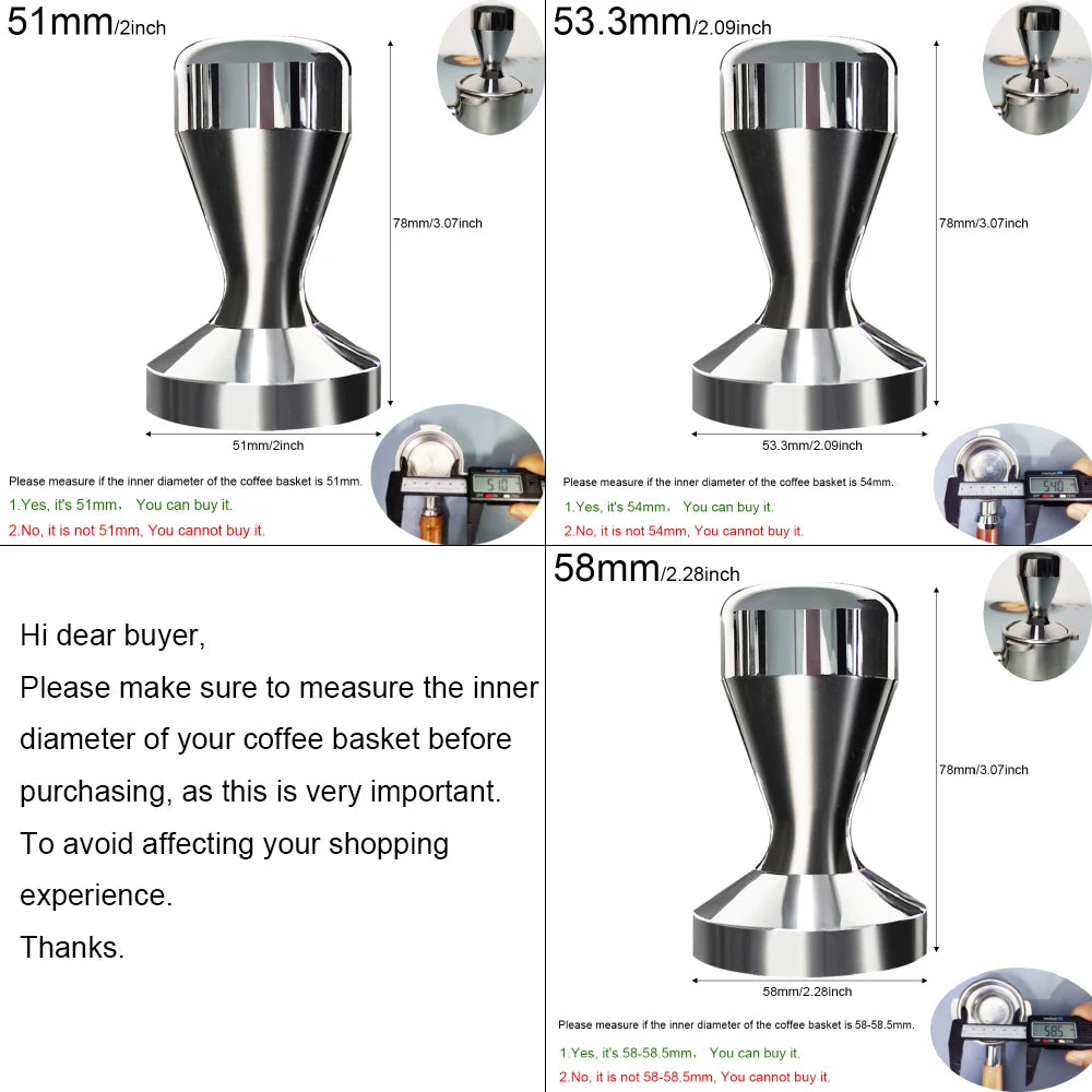 Espresso Tamper 51mm/53.3mm/58mm, Aluminum  Coffee Tampers Tamper For 51/54/58mm Portafilter