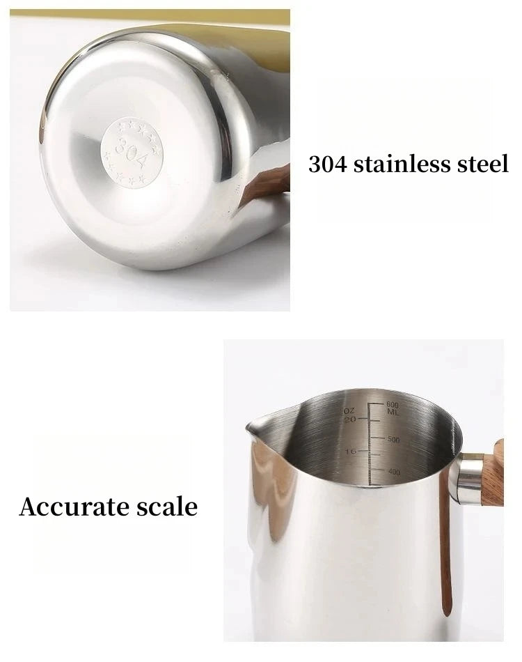 Coffee Milk Frothing Pitcher Jug 304 Stainless Steel With Scale Latte Steam Coffee Paint Process Kitchen Cafe Accessories