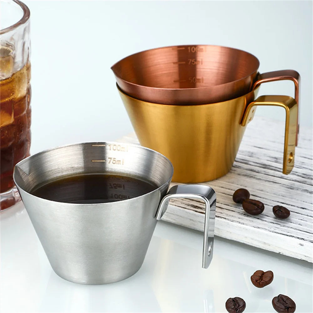 100ml Stainless Steel Espresso Measuring Cup with Scale V-Shaped Spout Coffee Measuring Jug Professional Milk Pitcher