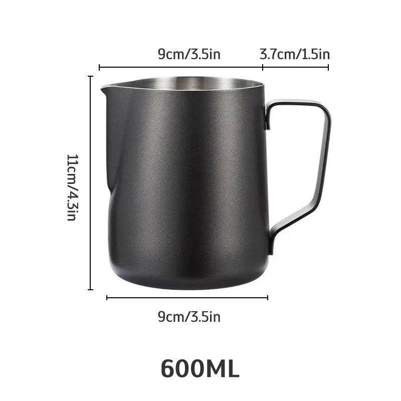 Stainless Steel Milk Frothing Jug Long Rounded Spout Latte Art Jug Milk Pitcher Frother Professional Barista Milk Steaming Jug