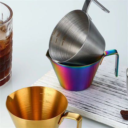 100ml Stainless Steel Espresso Measuring Cup with Scale V-Shaped Spout Coffee Measuring Jug Professional Milk Pitcher