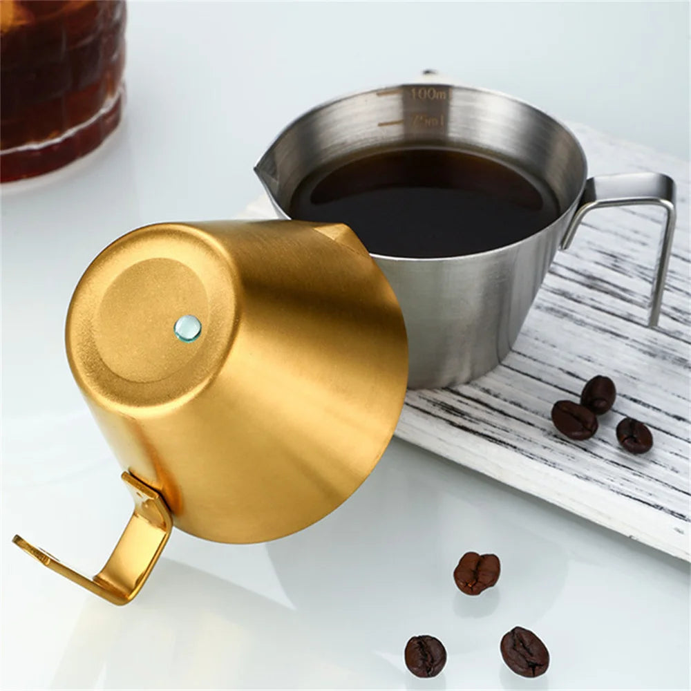 100ml Stainless Steel Espresso Measuring Cup with Scale V-Shaped Spout Coffee Measuring Jug Professional Milk Pitcher