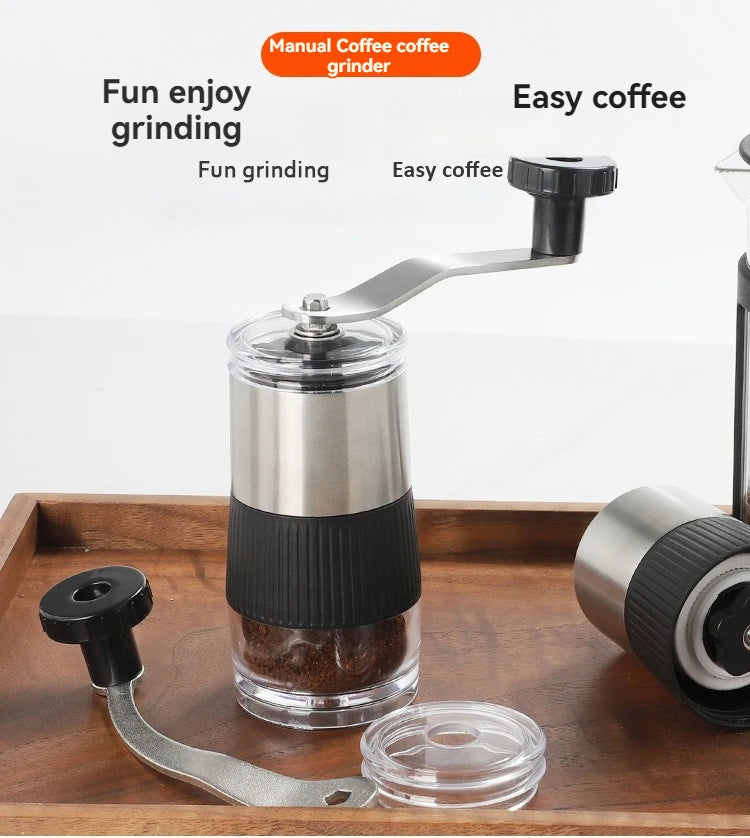 Mini Hand Shake Manual Grinding Convenient Stainless Steel Ceramic Core Coffee Bean Grinder Visual Coffee Machine