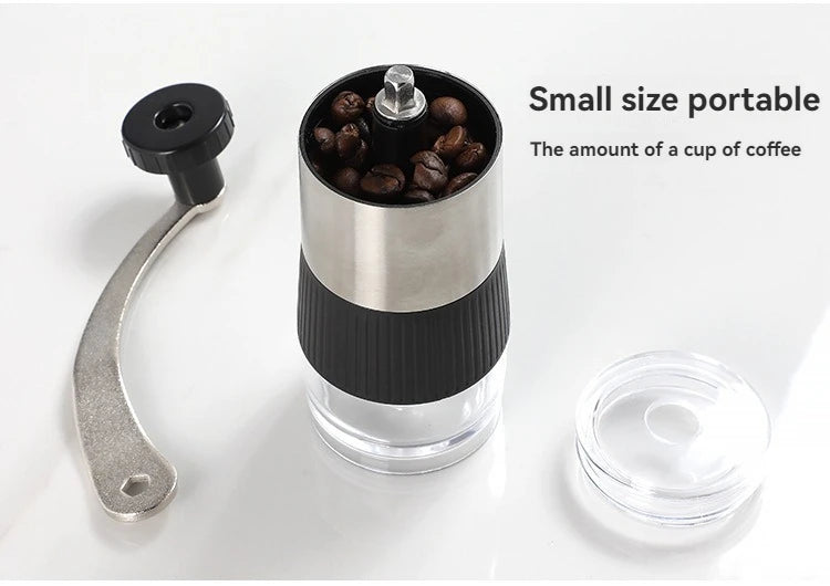 Mini Hand Shake Manual Grinding Convenient Stainless Steel Ceramic Core Coffee Bean Grinder Visual Coffee Machine