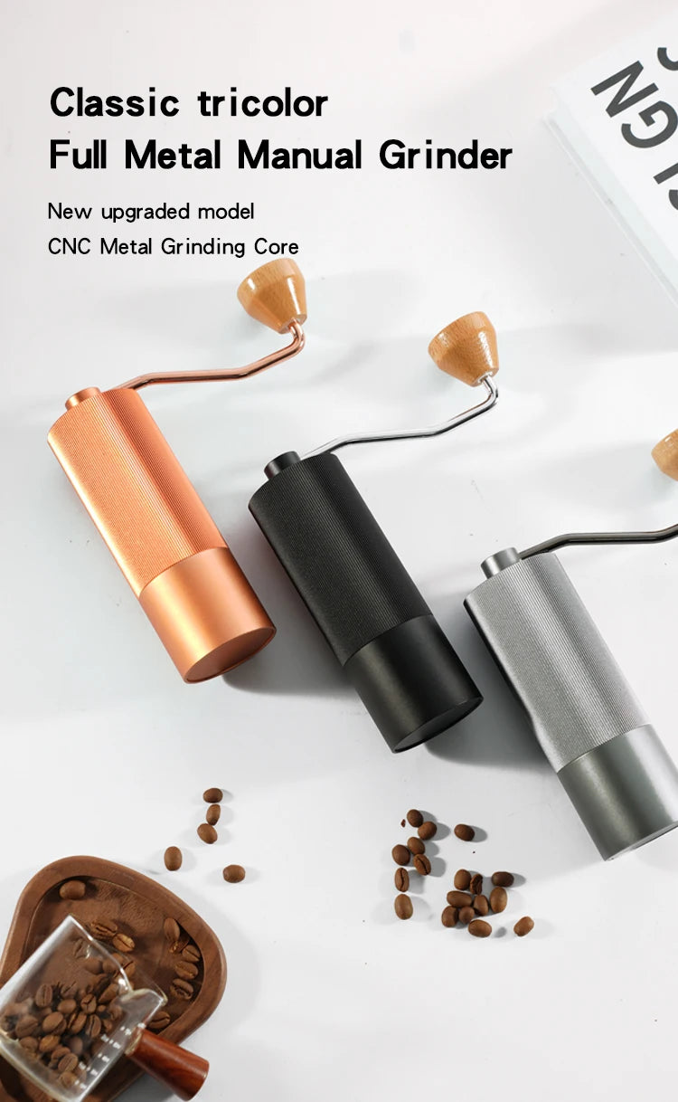 Hand Burr Coffee Bean Grinding CNC 304 Stainless Steel Professional Espresso Double Bearing Adjustable Manual Coffee Grinder