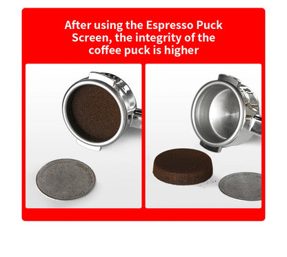 MHW-3BOMBER 51/53/58.5mm Espresso Puck Screen 0.8/0.2mm Thickness Stainless Steel Reusable Coffee Filter Coffee Tools