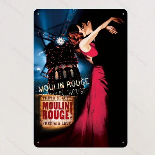 Unique Metal Poster of 2001's Moulin Rouge, Vintage Iron Decoration, Perfect for Home, Bar, Cafe, Office, Garage As Gift.