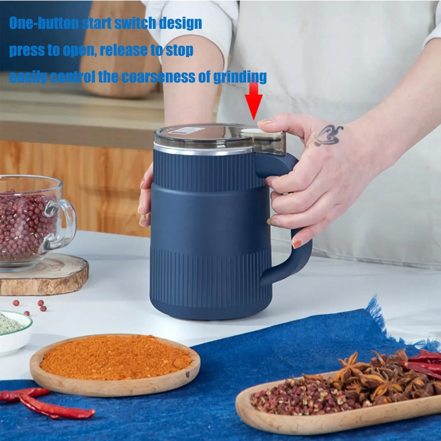 Electric Coffee Grinder Beans 500ml Grain Grinder Beans Grains Mill Household Electric Stainless Steel Grind Machine for Kitchen