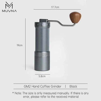 MUVNA GM2 Adjustable Manual Coffee Grinder-Hand Coffee Grinder with Stainless Steel 44mm Conical Burr Portable Coffee Grinder