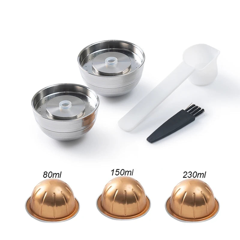 Stainless Steel Refillable Capsule Filter For Nespresso Vertuo Next Pop Vertuoline Coffee Maker Reusable Alumium Coffee Pods