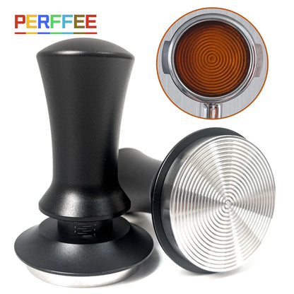 Coffee Tampers 15lb Spring Loaded Coffee Tamper Ripple Base Aluminum Self Leveling Espresso Tamper Coffeeware 51mm 53mm 58mm