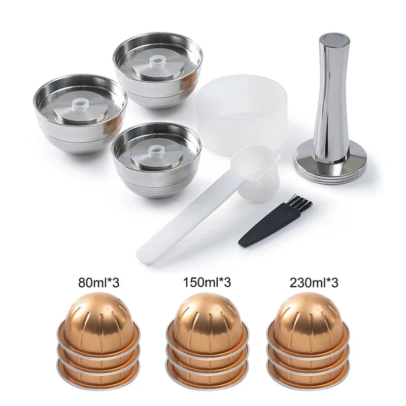 Stainless Steel Refillable Capsule Filter For Nespresso Vertuo Next Pop Vertuoline Coffee Maker Reusable Alumium Coffee Pods