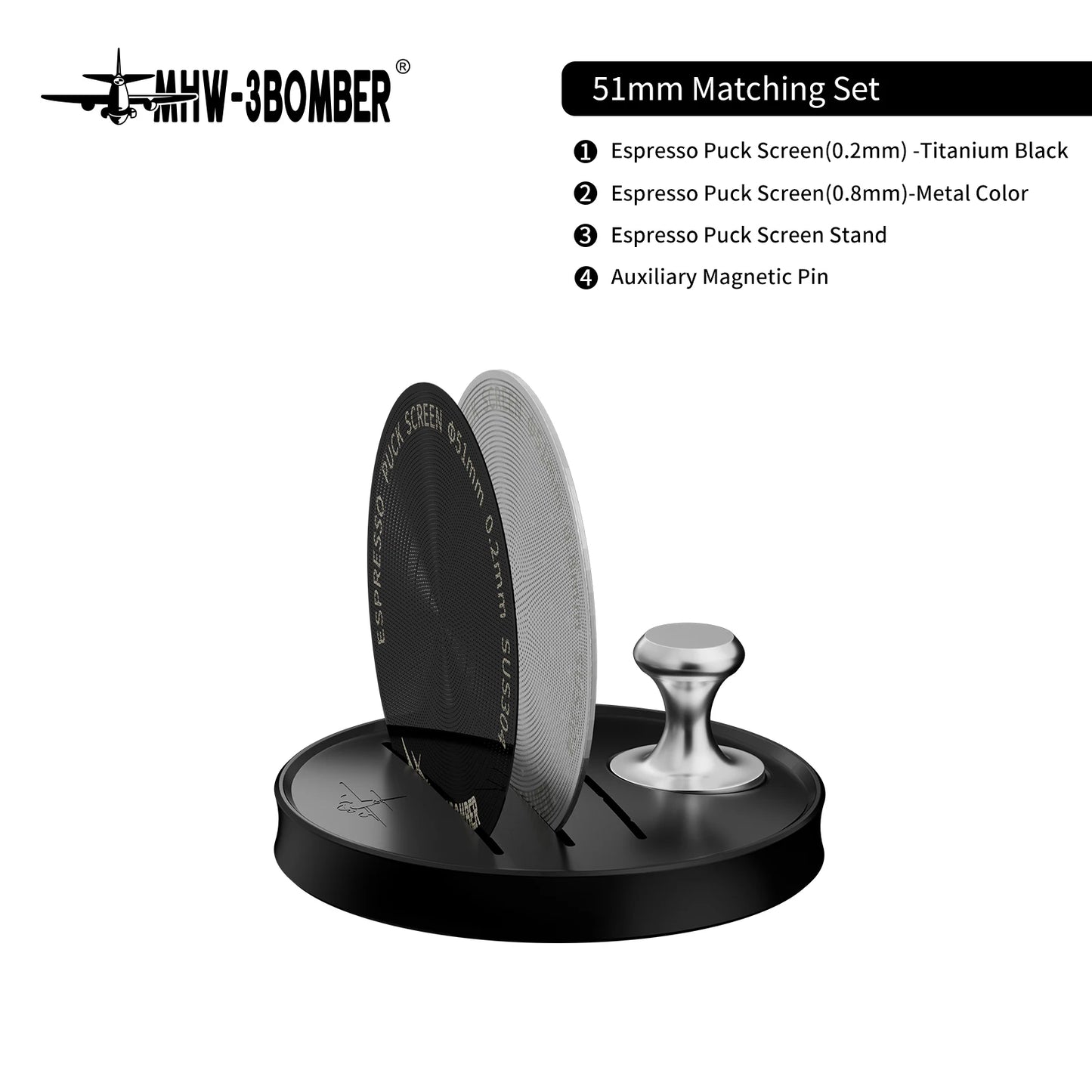 MHW-3BOMBER 51/53/58.5mm Espresso Puck Screen 0.8/0.2mm Thickness Stainless Steel Reusable Coffee Filter Coffee Tools