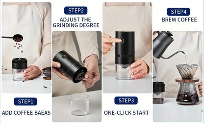 USB-Rechargeable Burr Coffee Grinder - Perfect Portability with Adjustable Settings & Easy Maintenance for Coffee Lovers