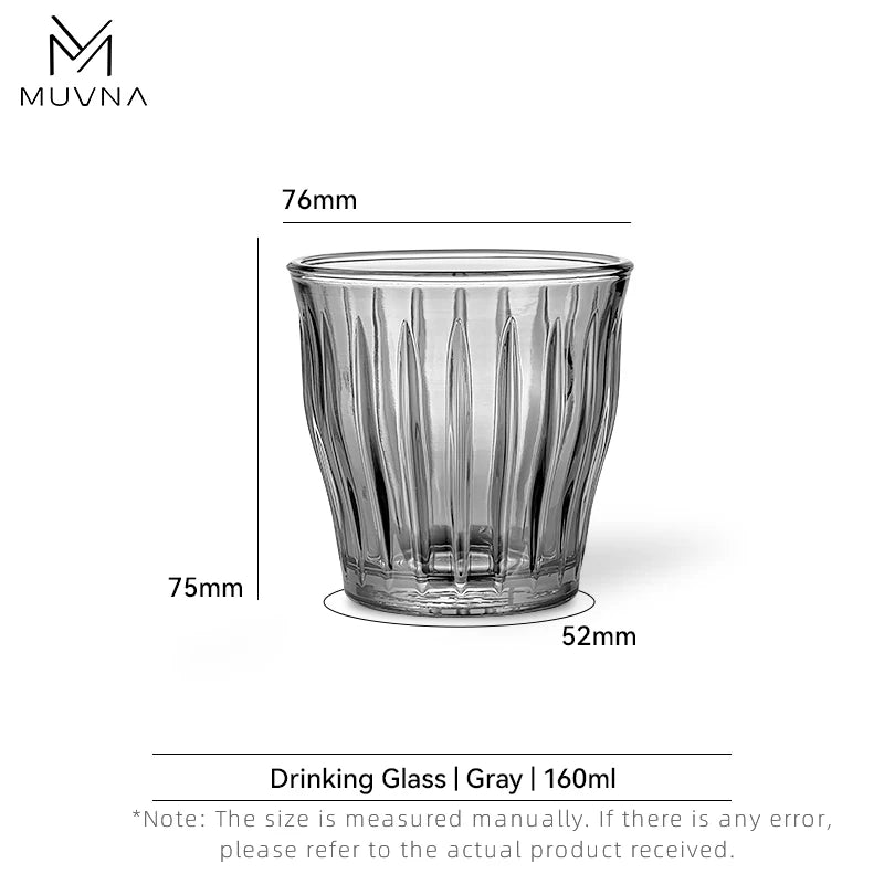 MUVNA Glass Coffee Cup 100ml 160ml 220ml 320ml Espresso Cups Coffee Accessories Anti-Scald Coffee Mugs Glass Transparent Gray