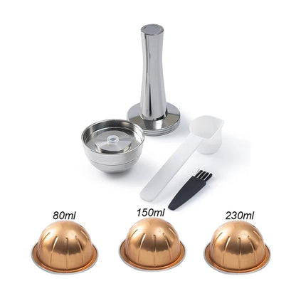 Stainless Steel Refillable Capsule Filter For Nespresso Vertuo Next Pop Vertuoline Coffee Maker Reusable Alumium Coffee Pods