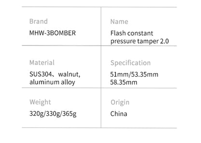 MHW-3BOMBER 30lbs Coffee Tamper Ripple Base Constant Pressure Espresso Tamper 3pcs Calibrated Spring Loaded Home Barista Tools