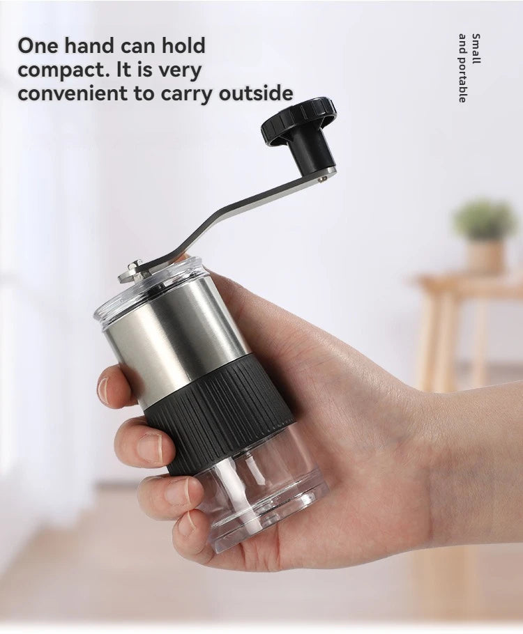 Mini Hand Shake Manual Grinding Convenient Stainless Steel Ceramic Core Coffee Bean Grinder Visual Coffee Machine