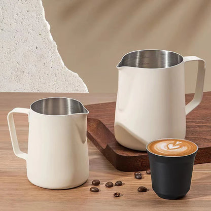 Stainless Steel Milk Frothing Jug Long Rounded Spout Latte Art Jug Milk Pitcher Frother Professional Barista Milk Steaming Jug