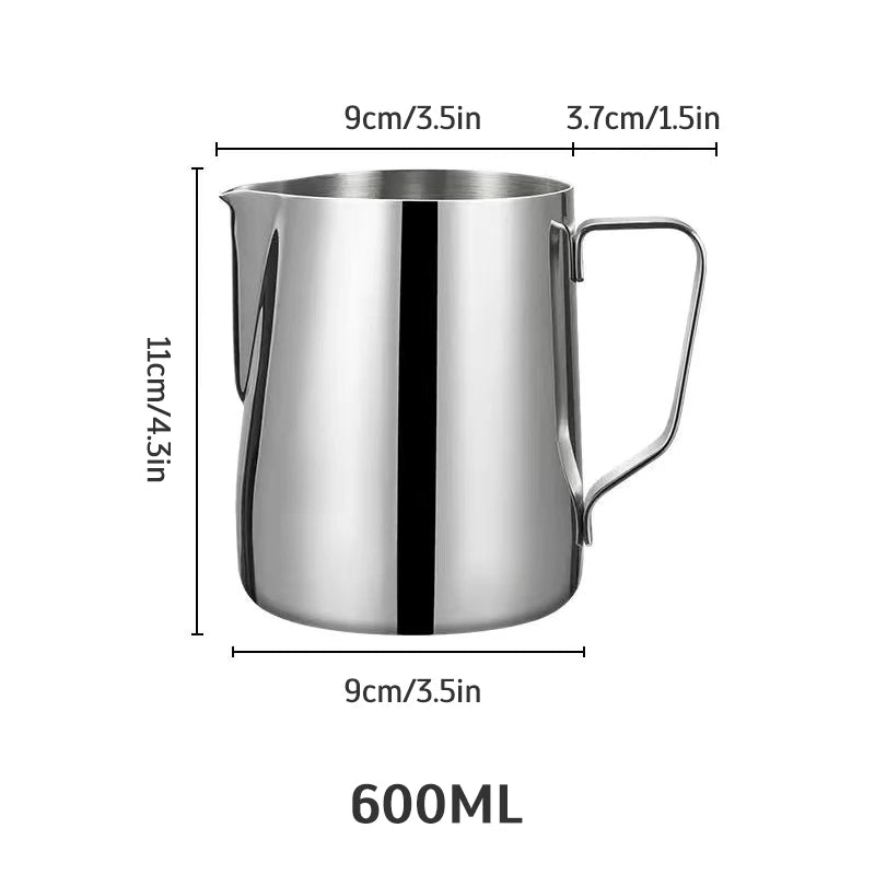 Stainless Steel Milk Frothing Jug Long Rounded Spout Latte Art Jug Milk Pitcher Frother Professional Barista Milk Steaming Jug