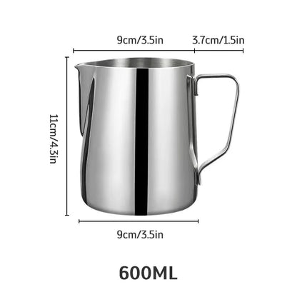 Stainless Steel Milk Frothing Jug Long Rounded Spout Latte Art Jug Milk Pitcher Frother Professional Barista Milk Steaming Jug