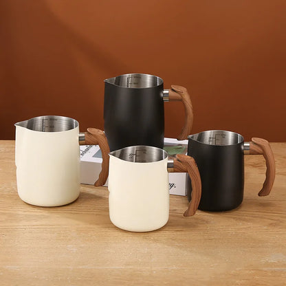 Coffee Milk Frothing Pitcher Jug 304 Stainless Steel With Scale Latte Steam Coffee Paint Process Kitchen Cafe Accessories