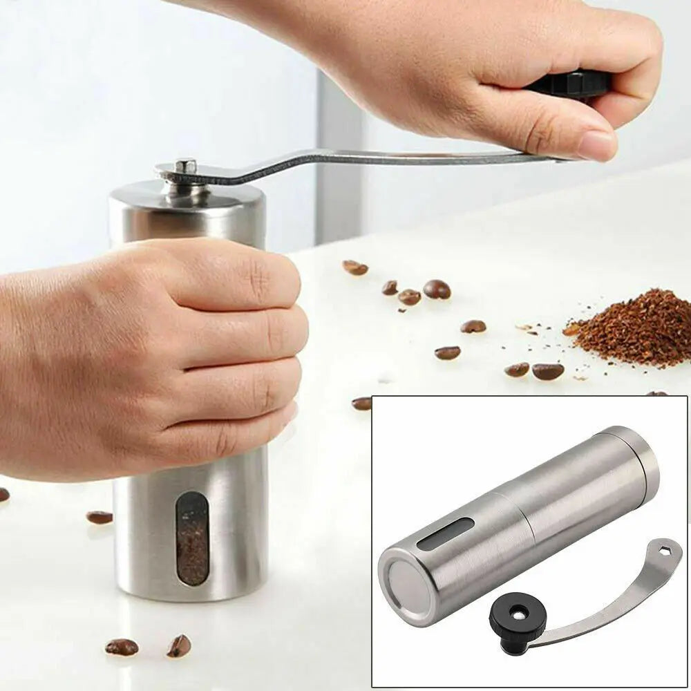 Manual Coffee Grinder; Ceramic Burr Coffee Bean Grinder; Portable Hand Mills Fashion Coffee Bean Salt Pepper Spice Stainless Ste